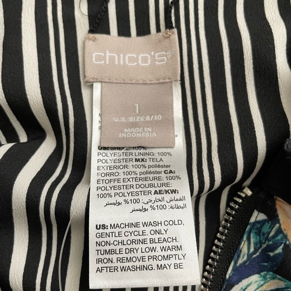 Chico’s Reversible Striped To Butterfly Garden-Print Bomber Jacket Size 1/M/8 - Picture 7 of 7